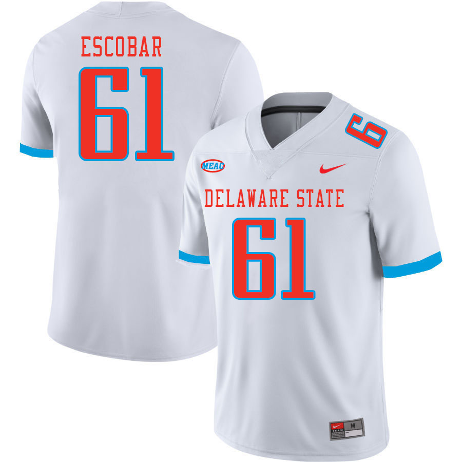 Men-Youth #61 Rodrigo Escobar Delaware State Hornets 2023 College Football Jerseys Stitched-White